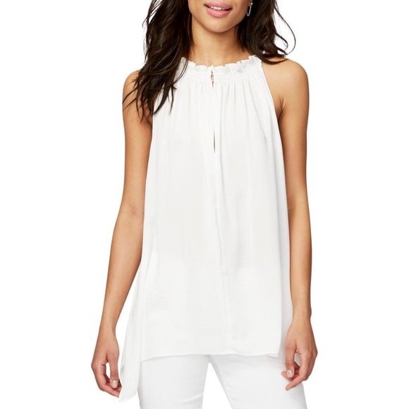 Rachel Roy Essentials Smocked Keyhole White - Picture 1 of 7